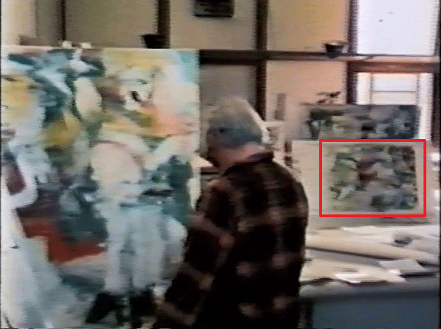 The artist working in his studio, with the present work in the background, c. 1977.